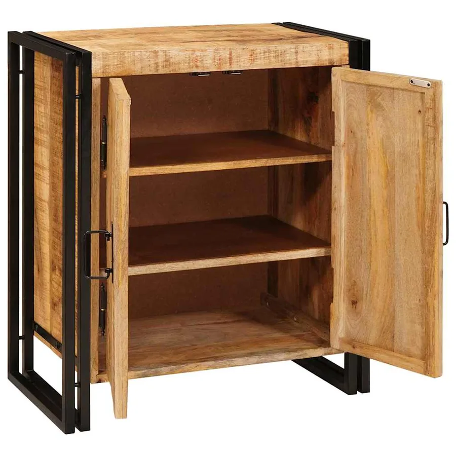 Cabinet de chevet Marron Bois de mangue brut massif - 4