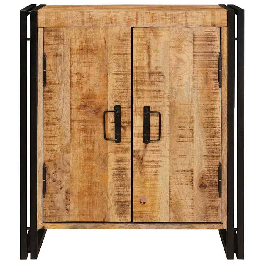 Cabinet de chevet Marron Bois de mangue brut massif - 5