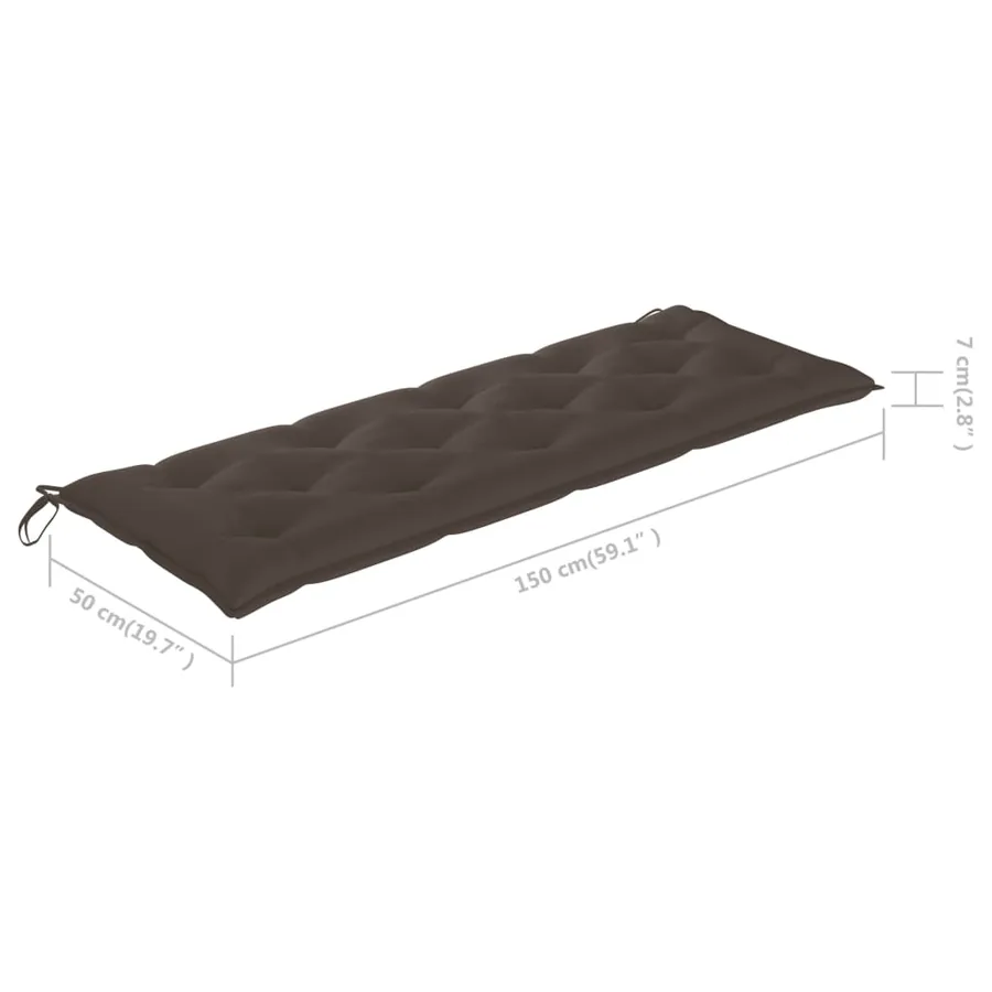 Banc de jardin avec coussin taupe 150 cm Bois de teck massif - 11