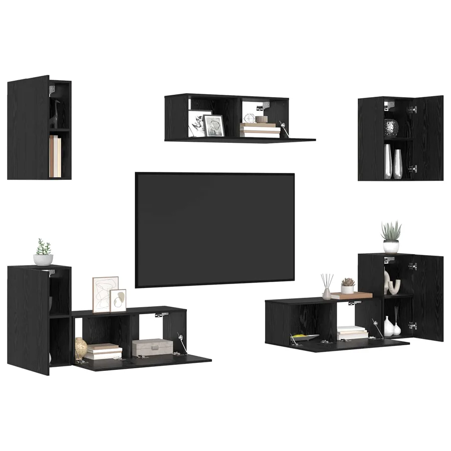 Ensemble meuble TV 7 pcs Chêne noir Bois d'ingénierie - 3