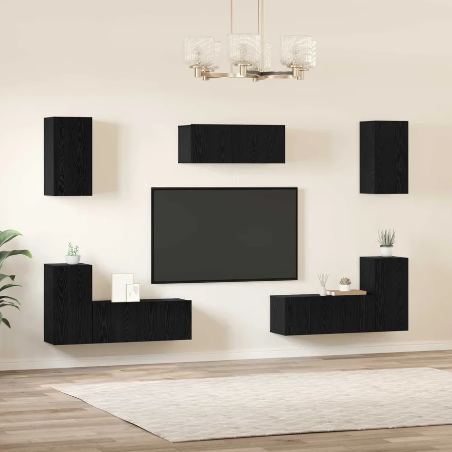 Ensemble meuble TV 7 pcs Chêne noir Bois d'ingénierie - 4