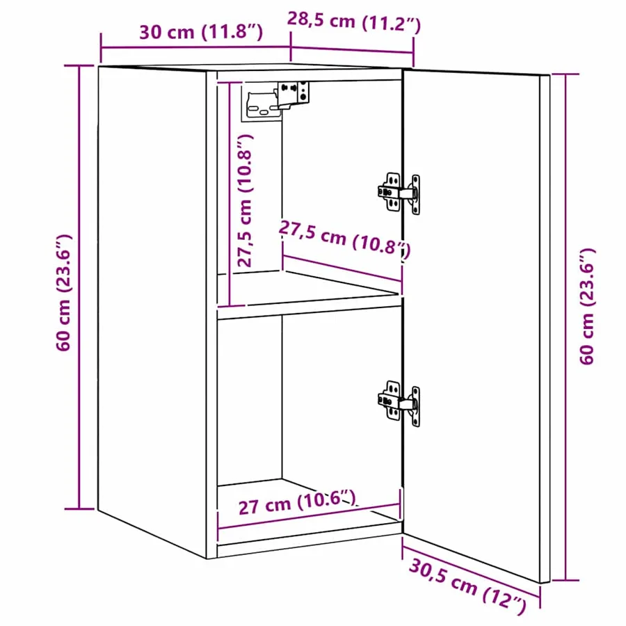 Ensemble meuble TV 7 pcs Chêne noir 30,5 x 30 x 60 cm - 11