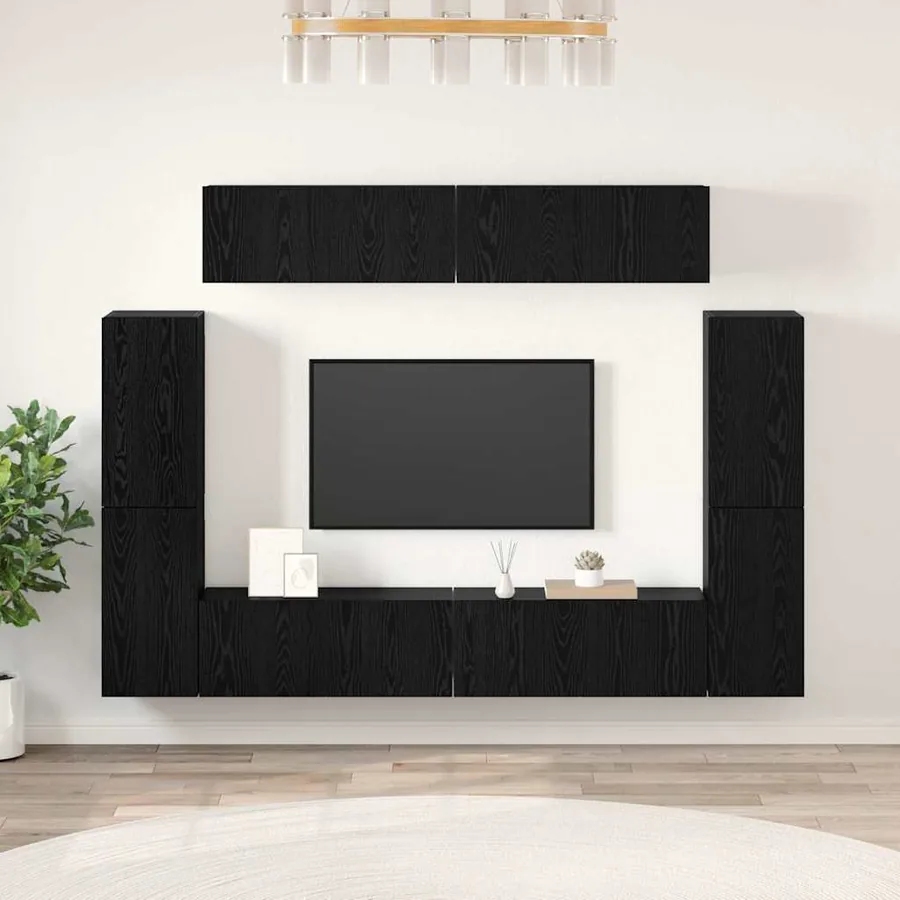 Ensemble meuble TV 8 pcs Chêne noir Bois d'ingénierie