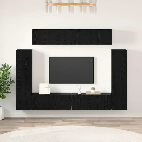 Ensemble meuble TV 8 pcs Chêne noir Bois d'ingénierie
