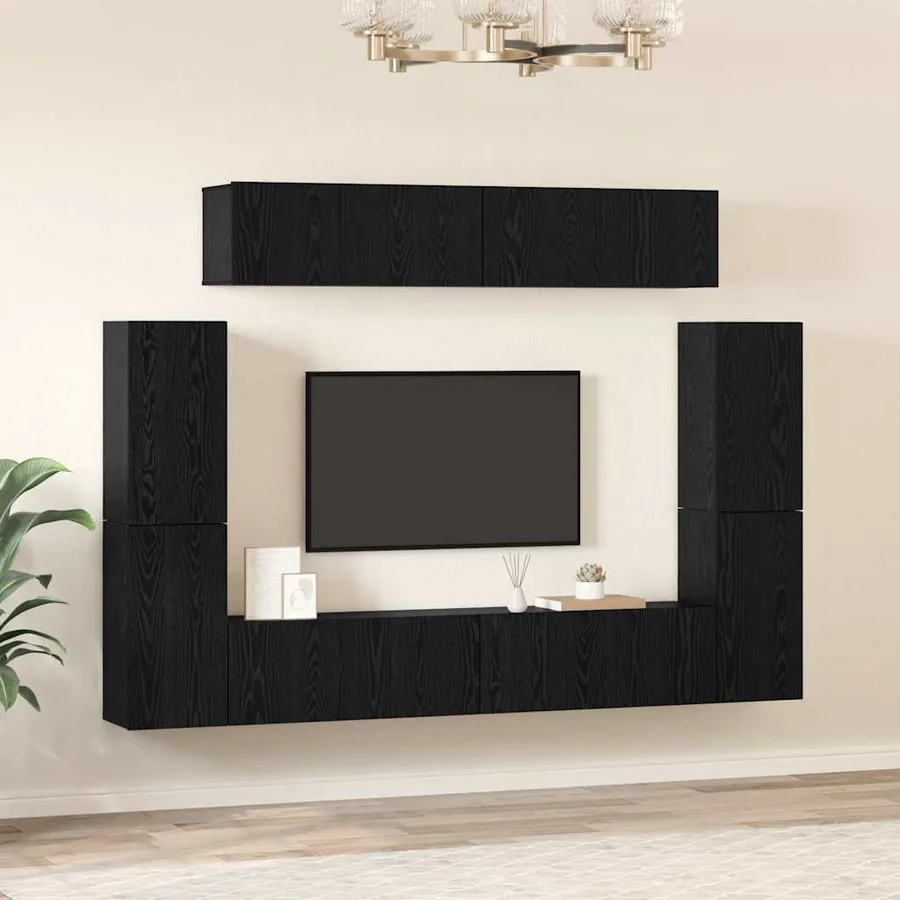 Ensemble meuble TV 8 pcs Chêne noir Bois d'ingénierie - 4