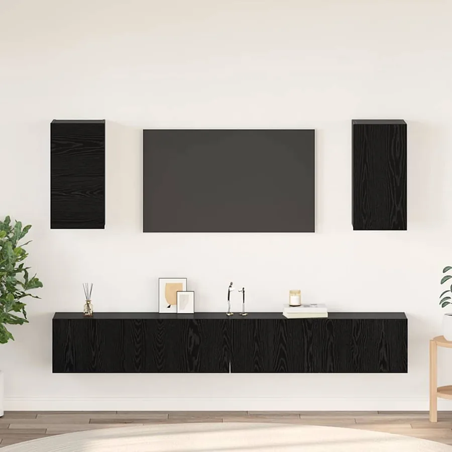 Meuble TV mural 3 pcs 100 x 30 x 30 cm Chêne noir