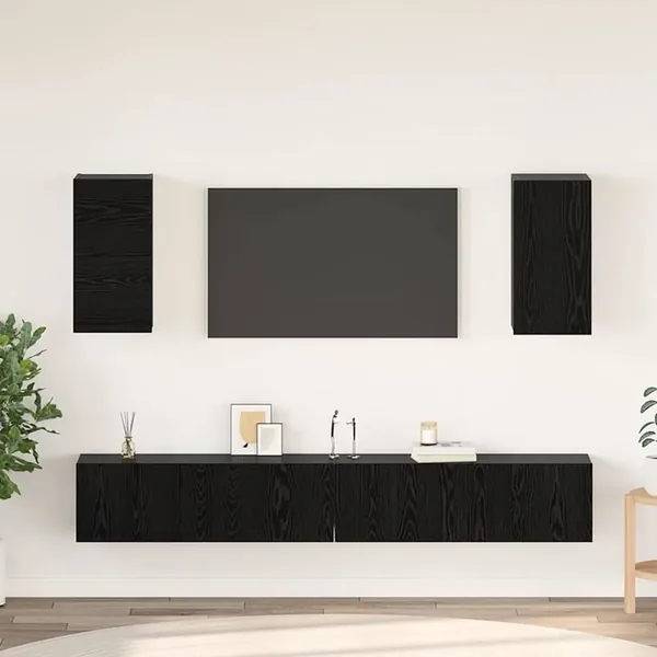Meuble TV mural 3 pcs 100 x 30 x 30 cm Chêne noir