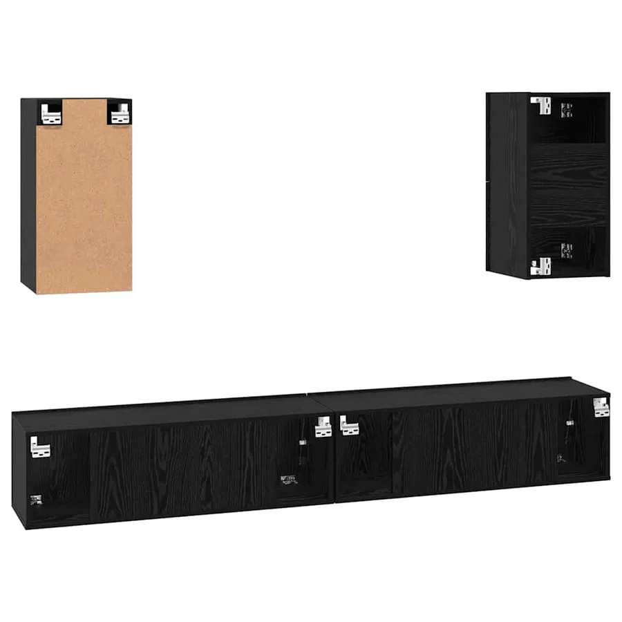 Meuble TV mural 3 pcs 100 x 30 x 30 cm Chêne noir - 10
