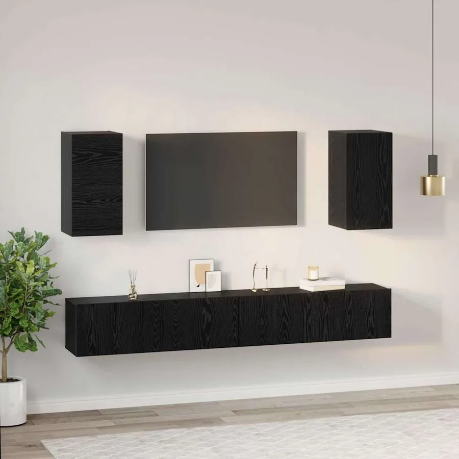 Meuble TV mural 3 pcs 100 x 30 x 30 cm Chêne noir - 4