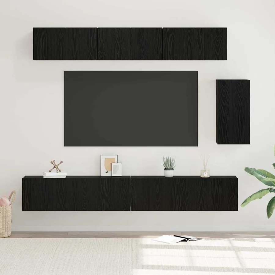 Ensemble meuble TV 6 pcs Chêne noir Bois d'ingénierie