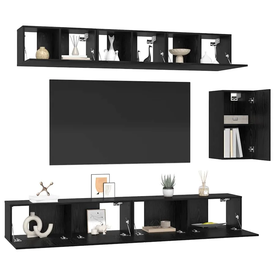 Ensemble meuble TV 6 pcs Chêne noir Bois d'ingénierie - 3