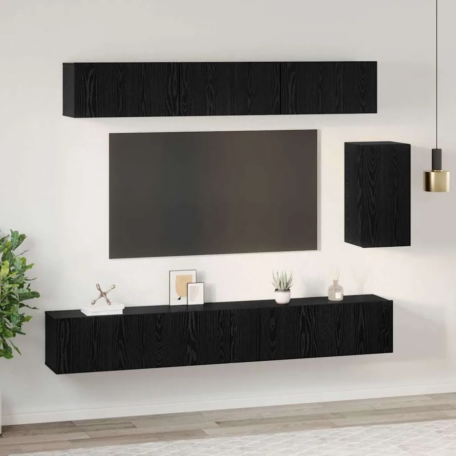 Ensemble meuble TV 6 pcs Chêne noir Bois d'ingénierie - 4