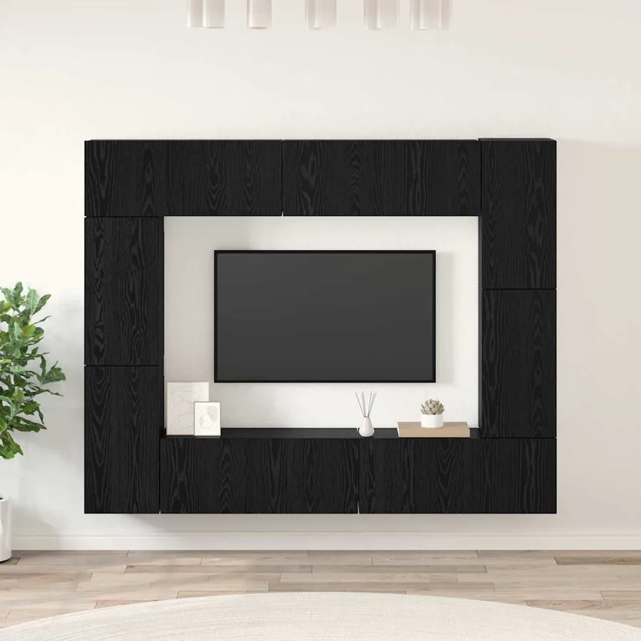 Ensemble meuble TV 8 pcs Chêne noir Bois d'ingénierie