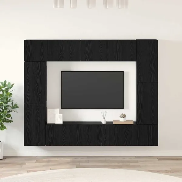 Ensemble meuble TV 8 pcs Chêne noir Bois d'ingénierie