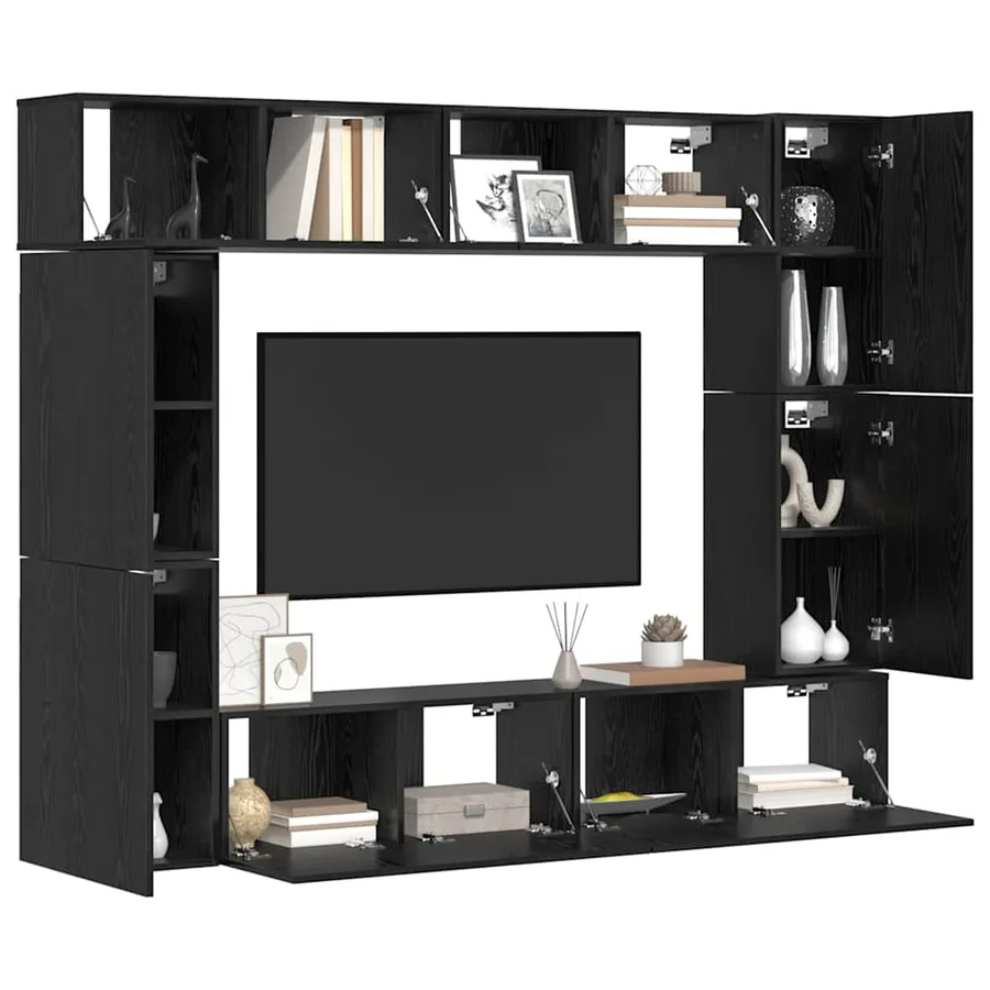 Ensemble meuble TV 8 pcs Chêne noir Bois d'ingénierie - 3