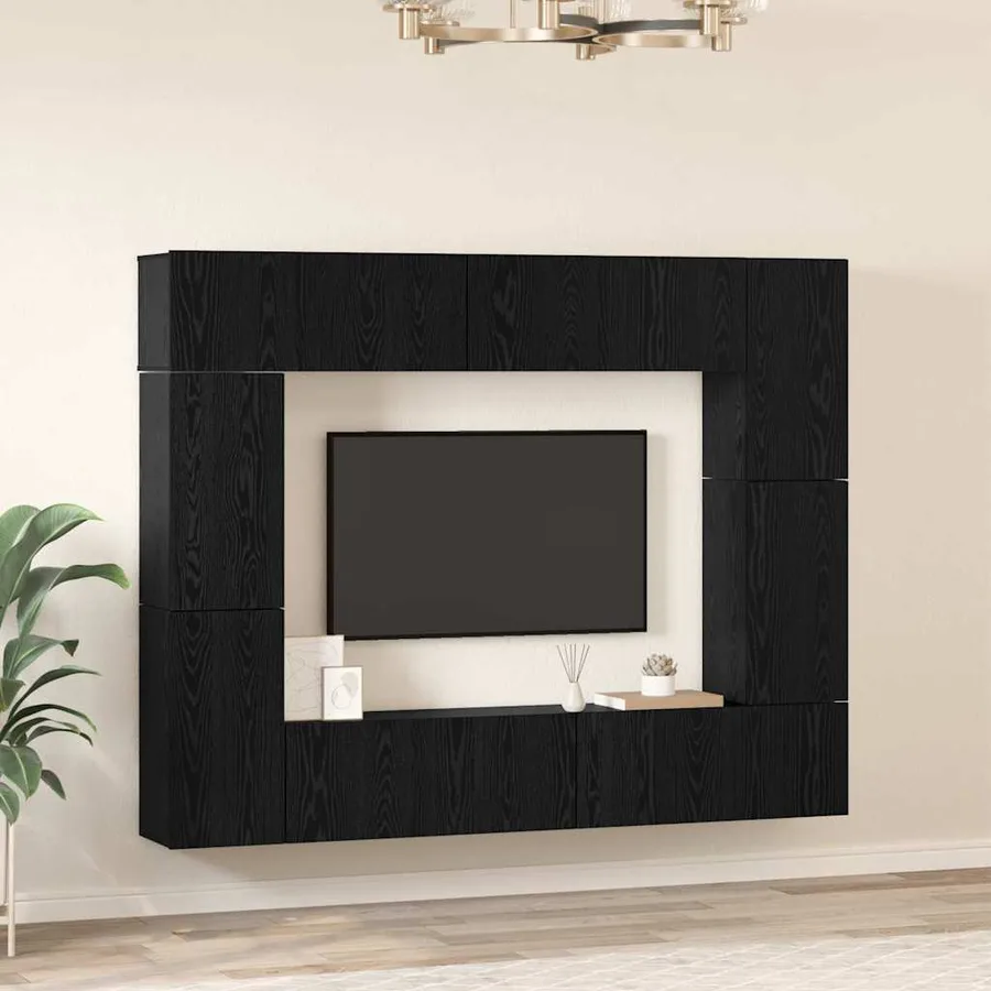 Ensemble meuble TV 8 pcs Chêne noir Bois d'ingénierie - 4