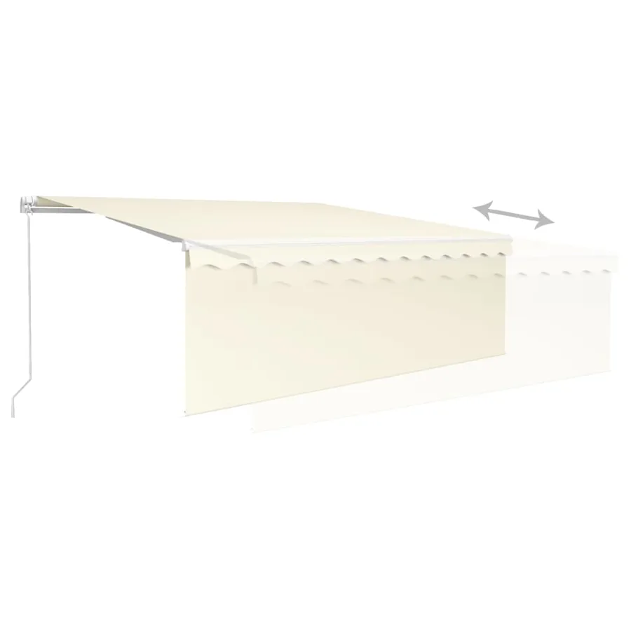 Auvent manuel rétractable avec store 4,5x3 m Crème - 6