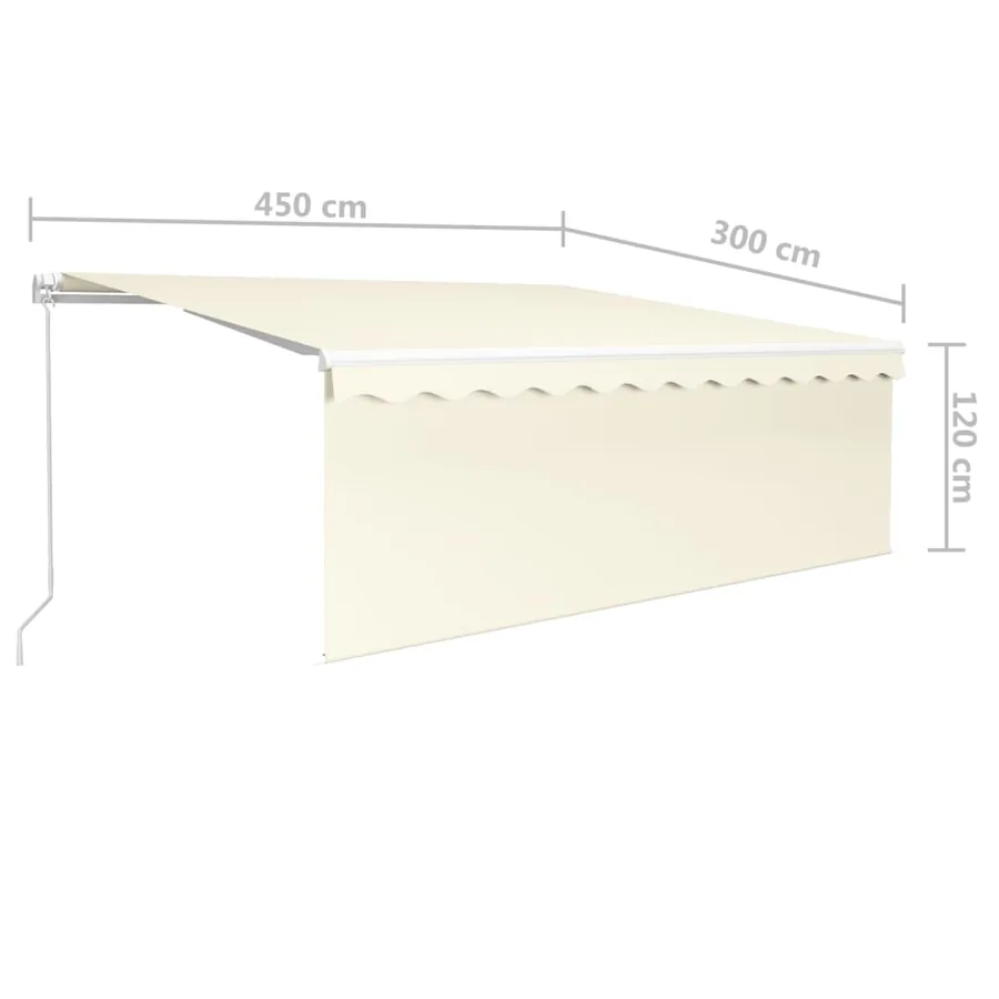 Manual retractable awning with blind 4.5x3 m cream - 7