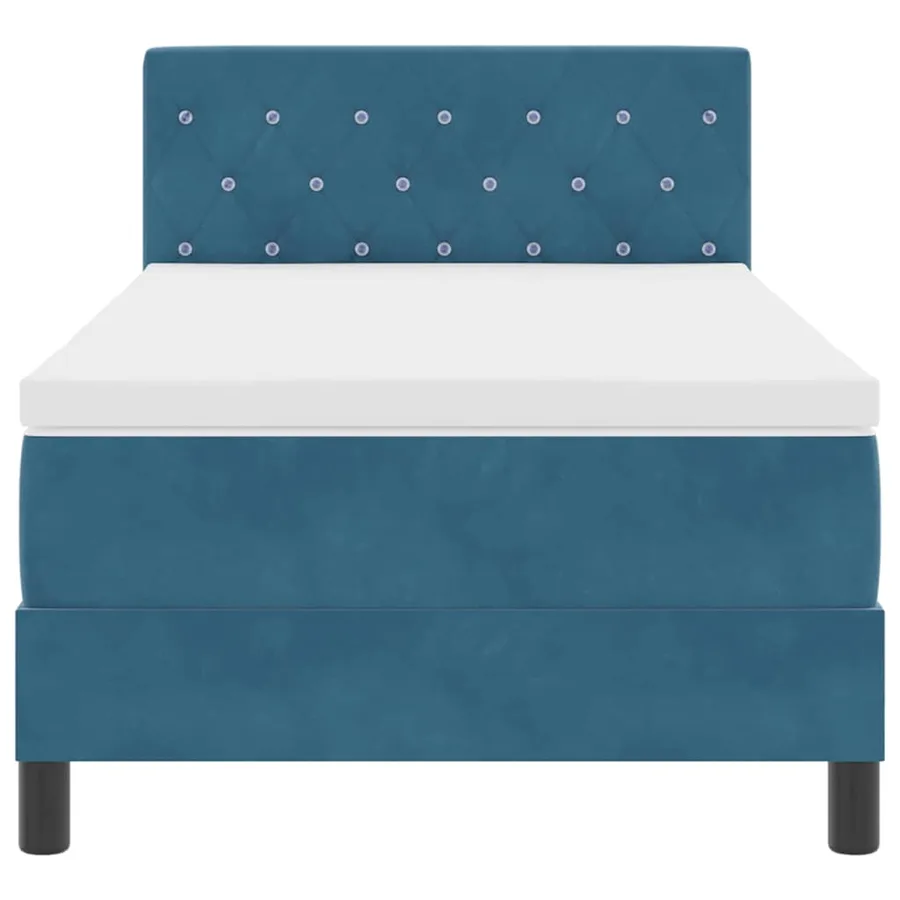 Lit à ressorts avec matelas Bleu foncé 100 x 200 cm Velours - 7