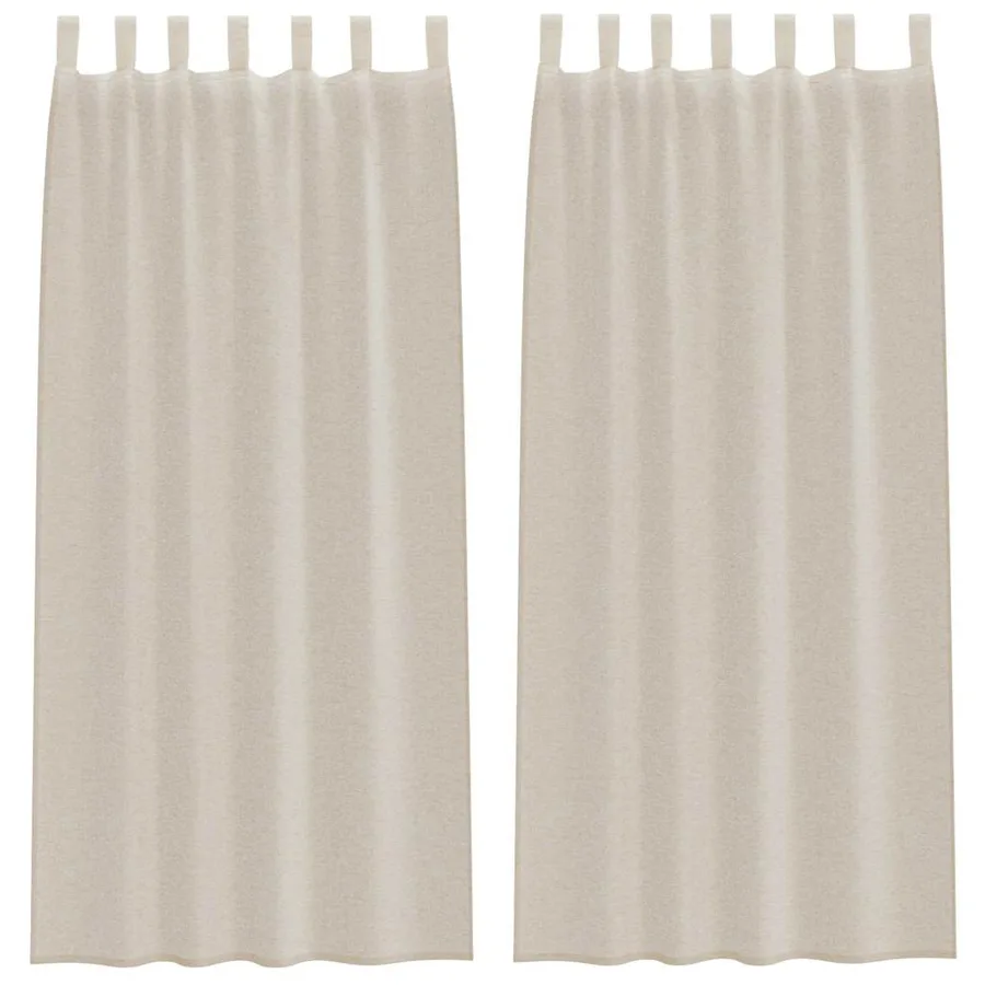Rideau en Voile 2 pcs Couleur sable 260 x 140 cm Polyester - 2