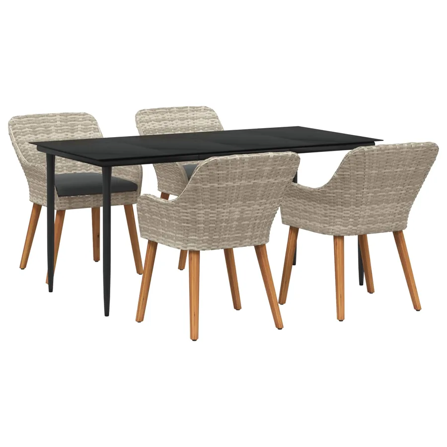 Ensemble de salle à manger pour jardin 5 pcs Gris clair