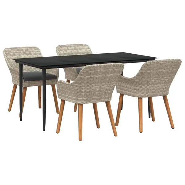 Ensemble de salle à manger pour jardin 5 pcs Gris clair