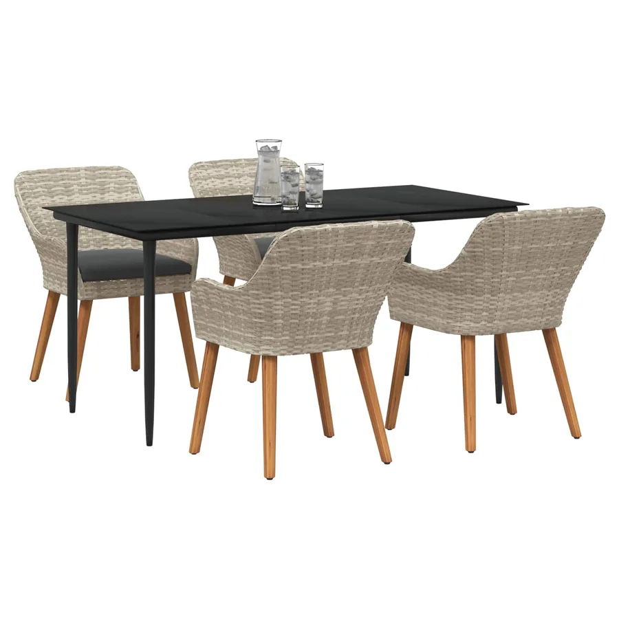 Ensemble de salle à manger pour jardin 5 pcs Gris clair - 2