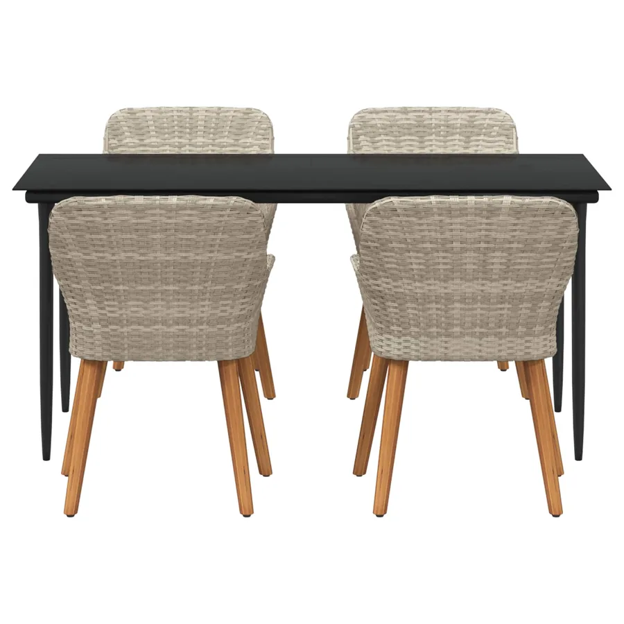 Ensemble de salle à manger pour jardin 5 pcs Gris clair - 3