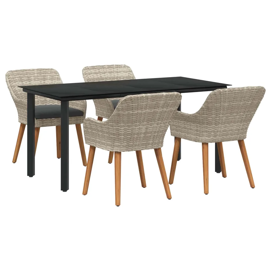 Ensemble de salle à manger pour jardin 5 pcs Gris clair
