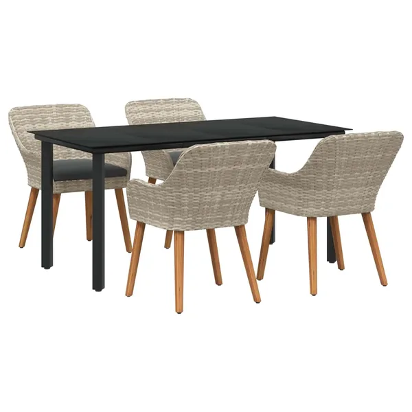 Ensemble de salle à manger pour jardin 5 pcs Gris clair