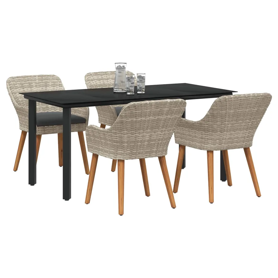 Ensemble de salle à manger pour jardin 5 pcs Gris clair - 2