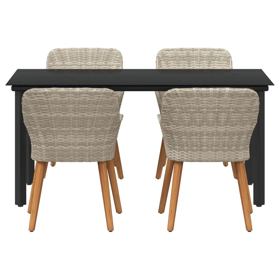 Ensemble de salle à manger pour jardin 5 pcs Gris clair - 3