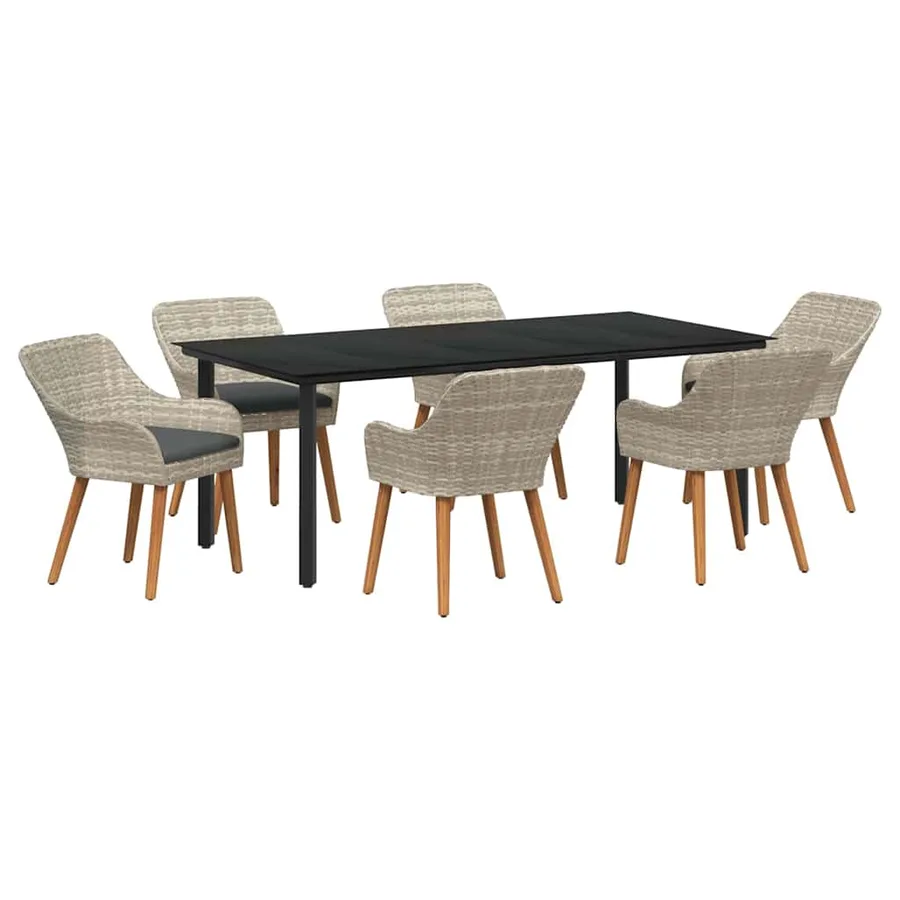 Ensemble de salle à manger pour jardin 7 pcs Gris clair - 2