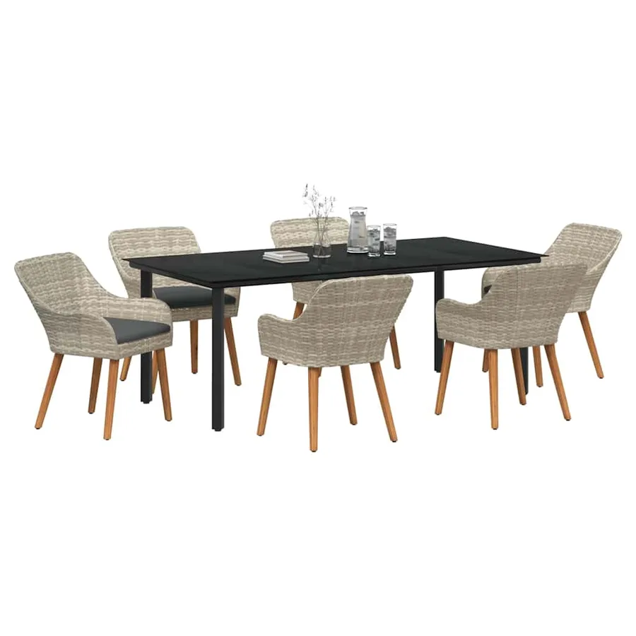 Ensemble de salle à manger pour jardin 7 pcs Gris clair - 3