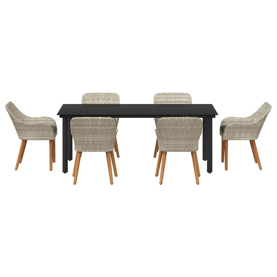 Ensemble de salle à manger pour jardin 7 pcs Gris clair - 7