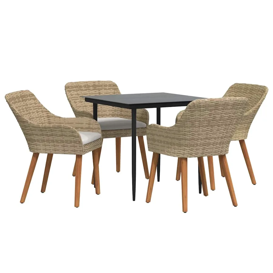 Ensemble de salle à manger pour jardin 5 pcs Beige polyrotin - 2