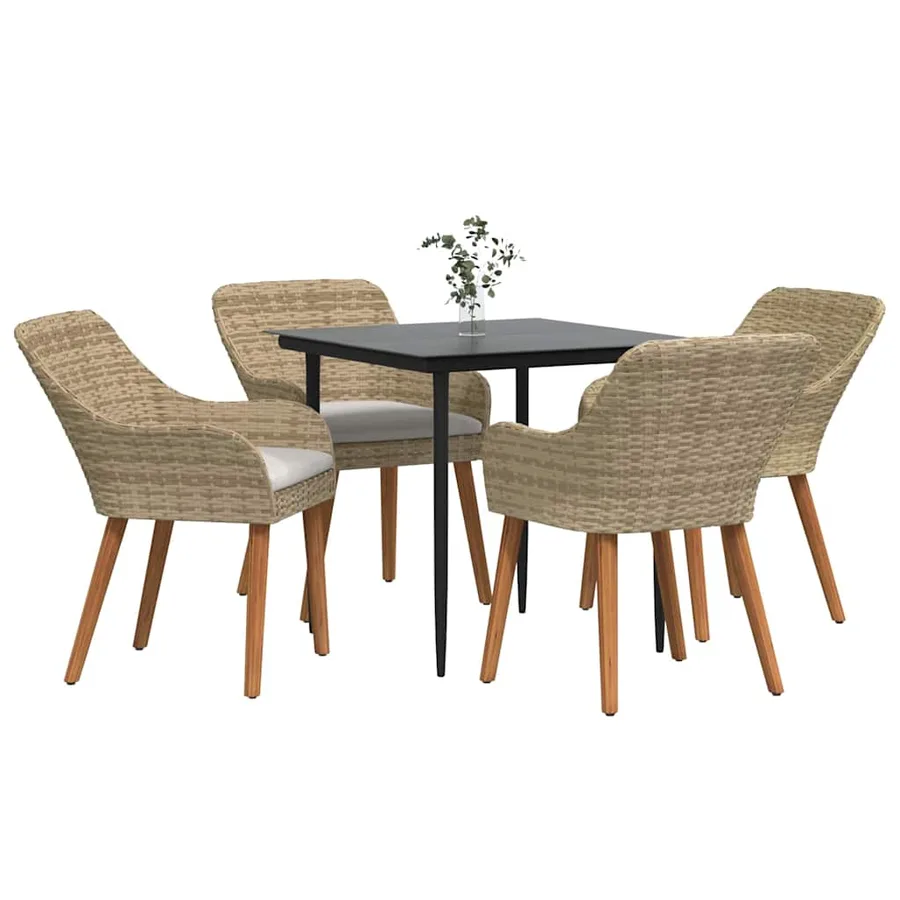 Ensemble de salle à manger pour jardin 5 pcs Beige polyrotin - 3