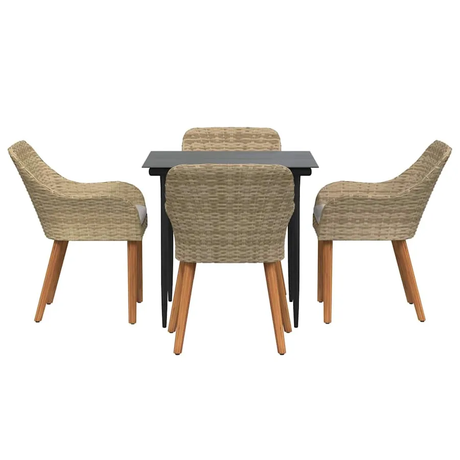 Ensemble de salle à manger pour jardin 5 pcs Beige polyrotin - 7