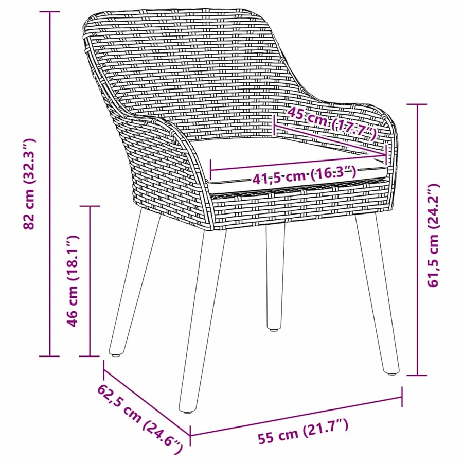 Ensemble de salle à manger pour jardin 7 pcs Gris clair - 13