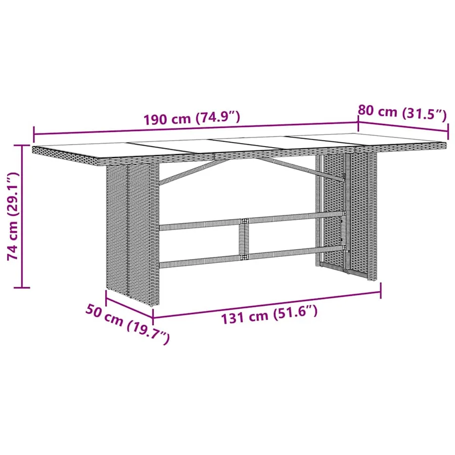 Ensemble de salle à manger pour jardin 7 pcs Gris clair - 14