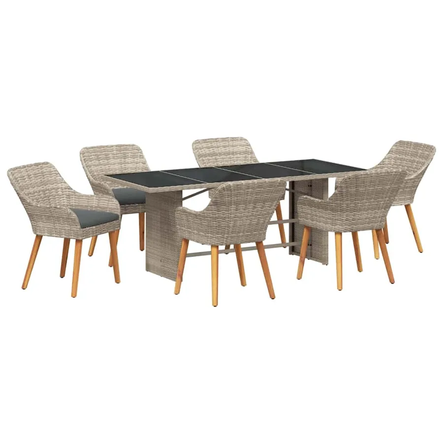 Ensemble de salle à manger pour jardin 7 pcs Gris clair - 2