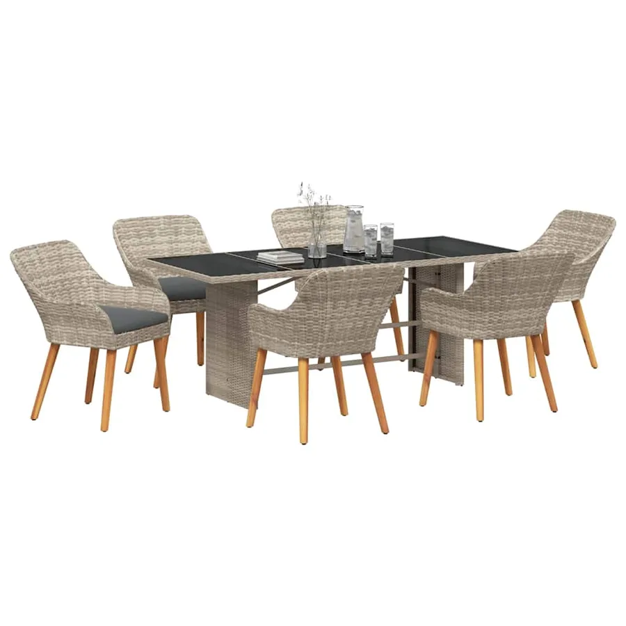 Ensemble de salle à manger pour jardin 7 pcs Gris clair - 3