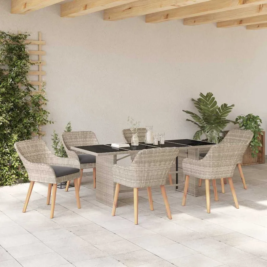 Ensemble de salle à manger pour jardin 7 pcs Gris clair - 4