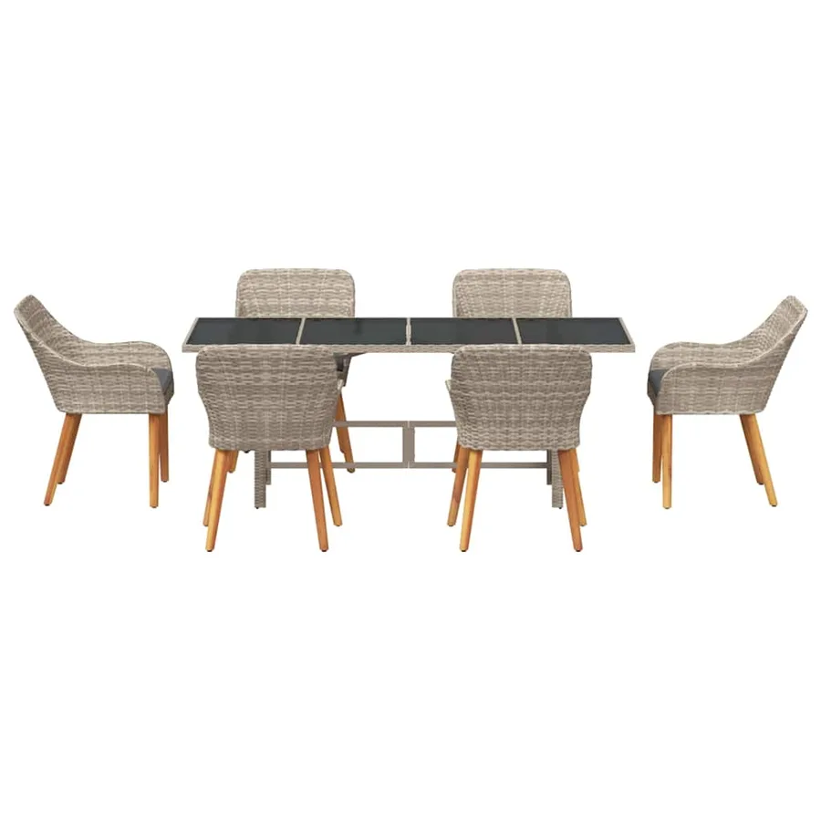 Ensemble de salle à manger pour jardin 7 pcs Gris clair - 7