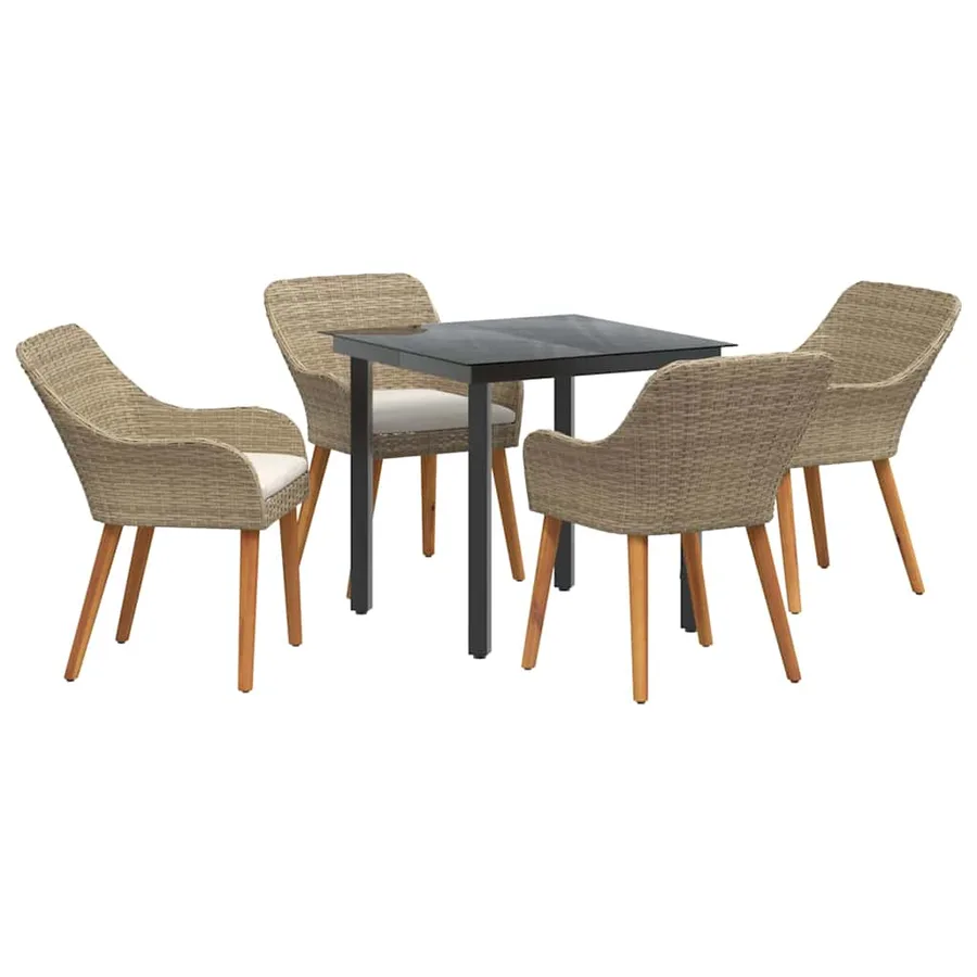 Ensemble de salle à manger pour jardin 5 pcs Beige polyrotin - 2