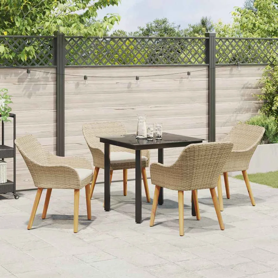 Ensemble de salle à manger pour jardin 5 pcs Beige polyrotin - 4