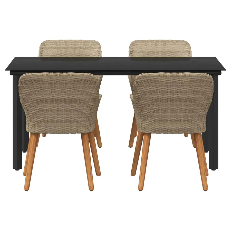 Ensemble de salle à manger pour jardin 5 pcs Beige polyrotin - 3