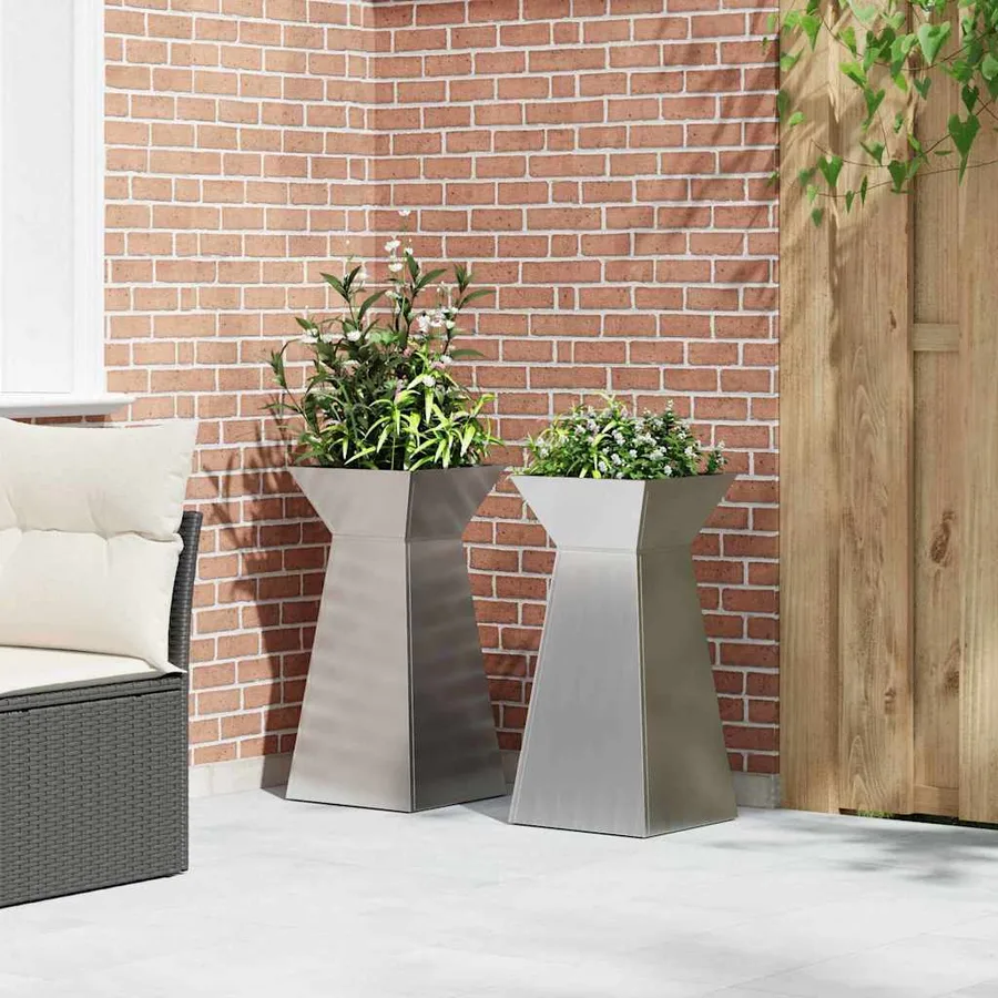 Jardinière à pilier 2 pc Argent 35 x 35 x 73 cm - 4
