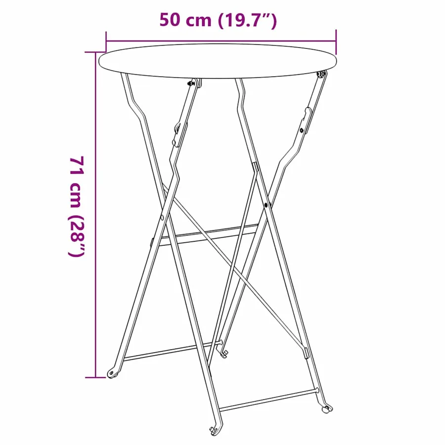 Table bistrot Beige Ø 50 x 71 cm Acier revêtu de poudre - 11