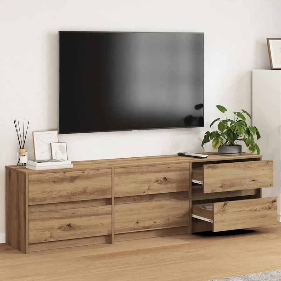 Unites TV 2 pcs Chêne artisanal Bois d'ingénierie